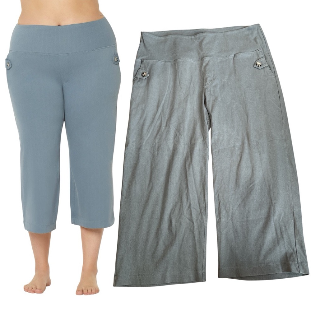 Ruby Ribbon Flare Capri Pants Slate Blue size XL